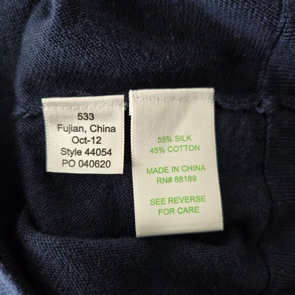 Lilly Pulitzer V Neck Sweater M Blue Silk Blend Pullover Preppy Minimalist Top - Picture 9 of 13